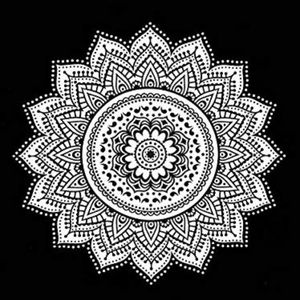 Black and white flower tapestry